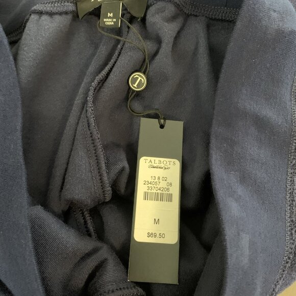 Talbots Womens M NEW Terry Pull On Pants Navy Blue Drawstring Lounge Comfy Knit - Picture 6 of 12